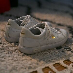Lacoste White Sneakers with Gold Logo Carnaby Pro